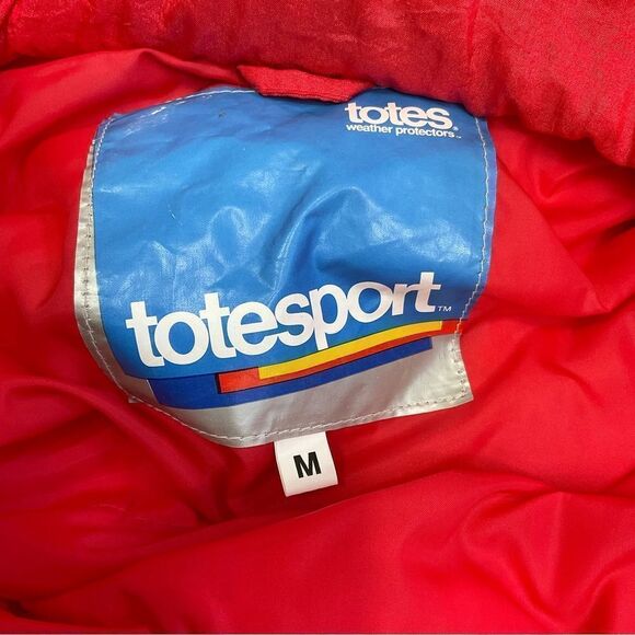 Vintage 80’s Totes Puffer Down Retro Red Purple Mid-Length Parka Coat Jacket M - Picture 8 of 10